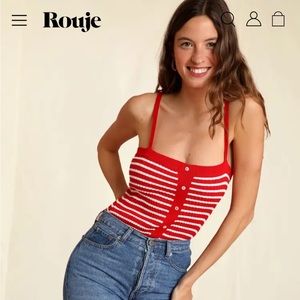 ROUGE Helium Red and White Striped Tank Top